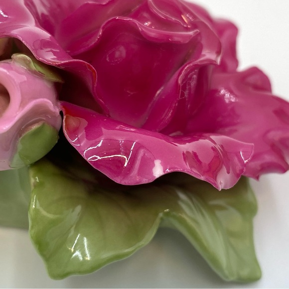 Set of 2 Royal Albert Old Country Roses Pink Yellow Sculpted Taper Candle Holder - Picture 14 of 16